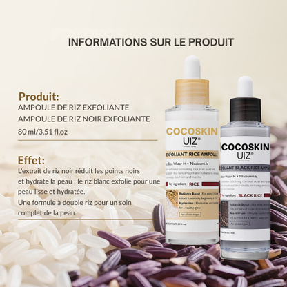 CocoSkin™  UIZ Care Pro - Serum Exfoliant 80ml Riz Blanc ou Noir (Offre Exclusive❤️)